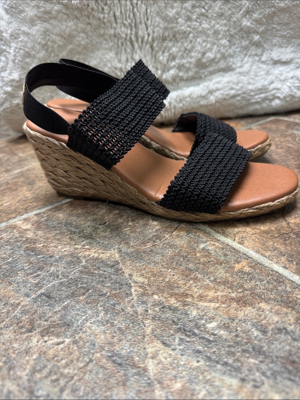 Tommy Bahama Black Woven Espadrille Wedge Sandals